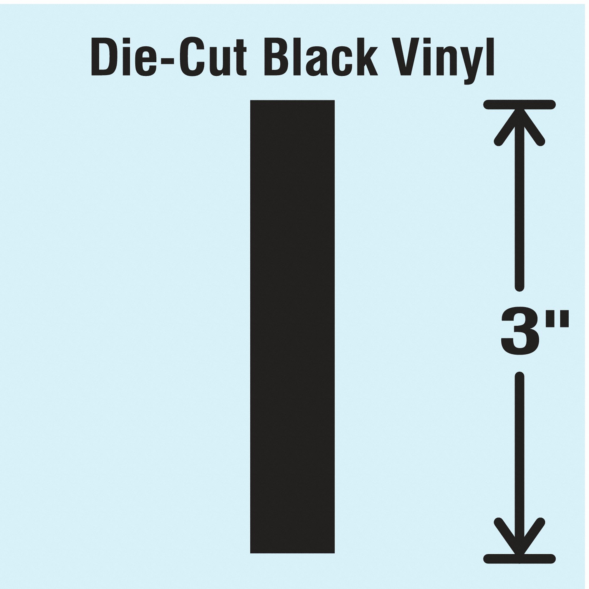 Letter Label: 3 in Character Ht, Indoor/Outdoor, Non-Reflective, Gothic, Black, I, Die Cut, 10 PK