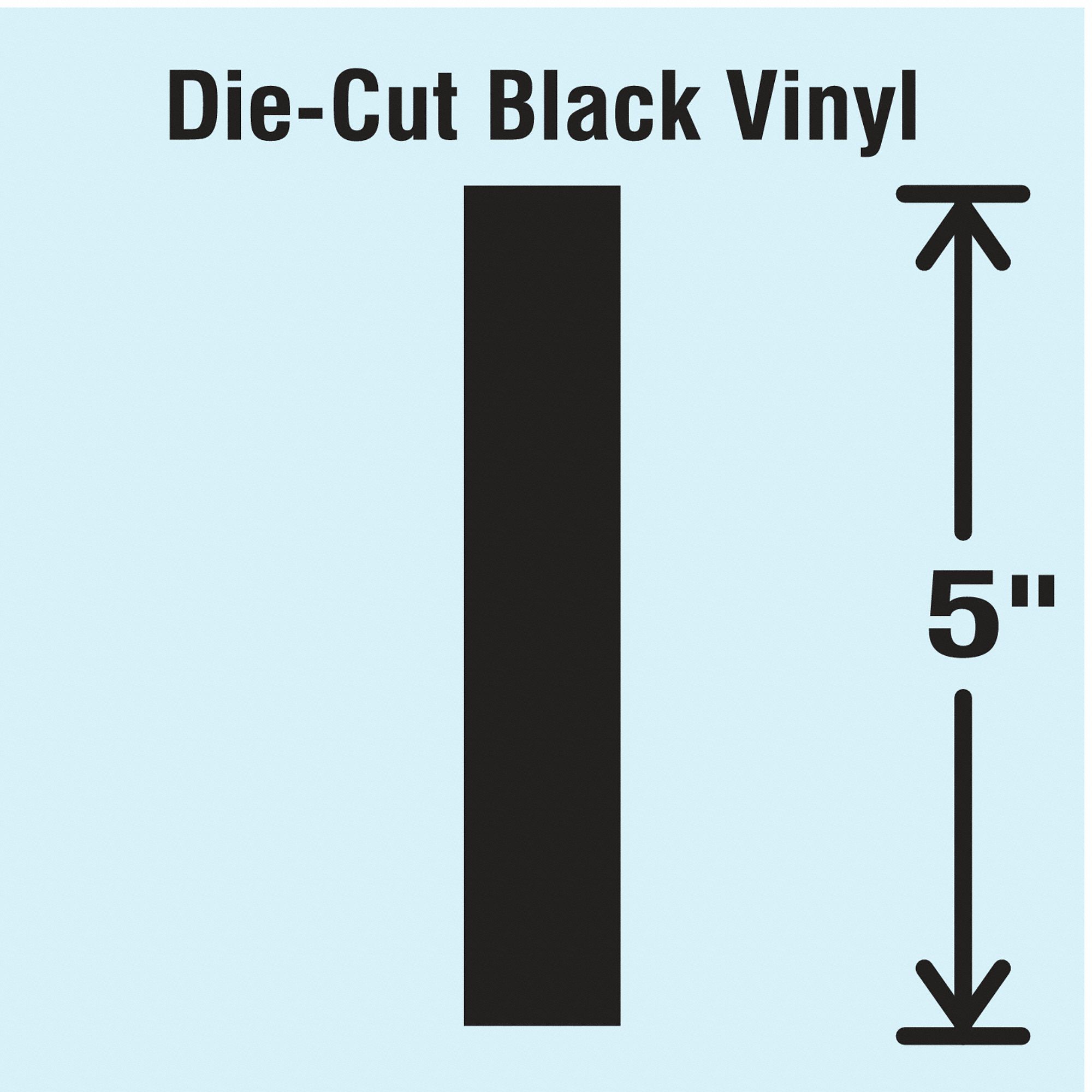 Letter Label: 5 in Character Ht, Indoor/Outdoor, Non-Reflective, Gothic, Black, I, Die Cut, 10 PK