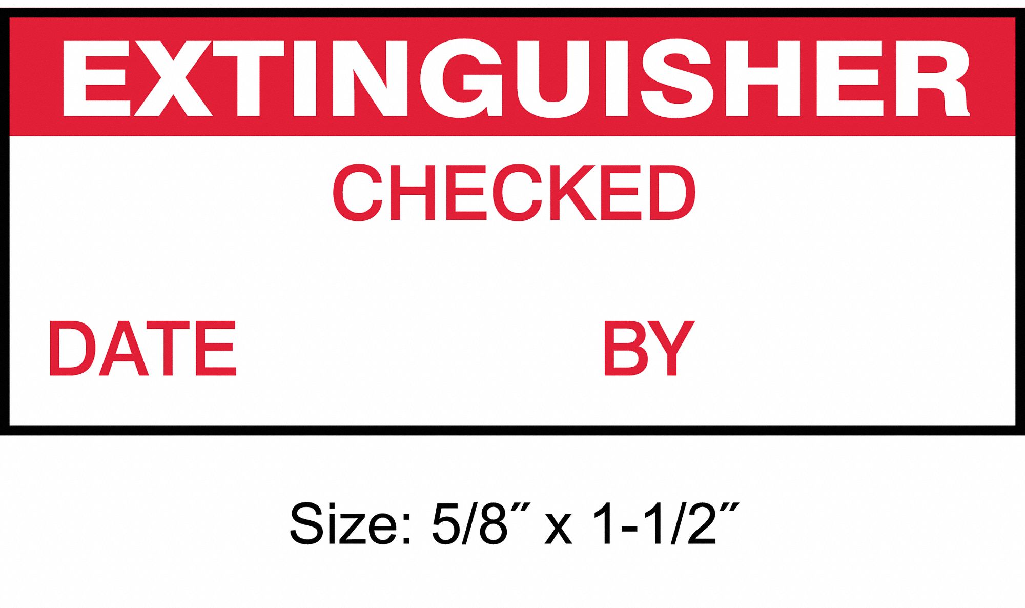 Inspection Label: Extinguisher, 1 1/2 in Wd, 5/8 in Ht, Red/White, Rectangle, Polyester, 350 PK
