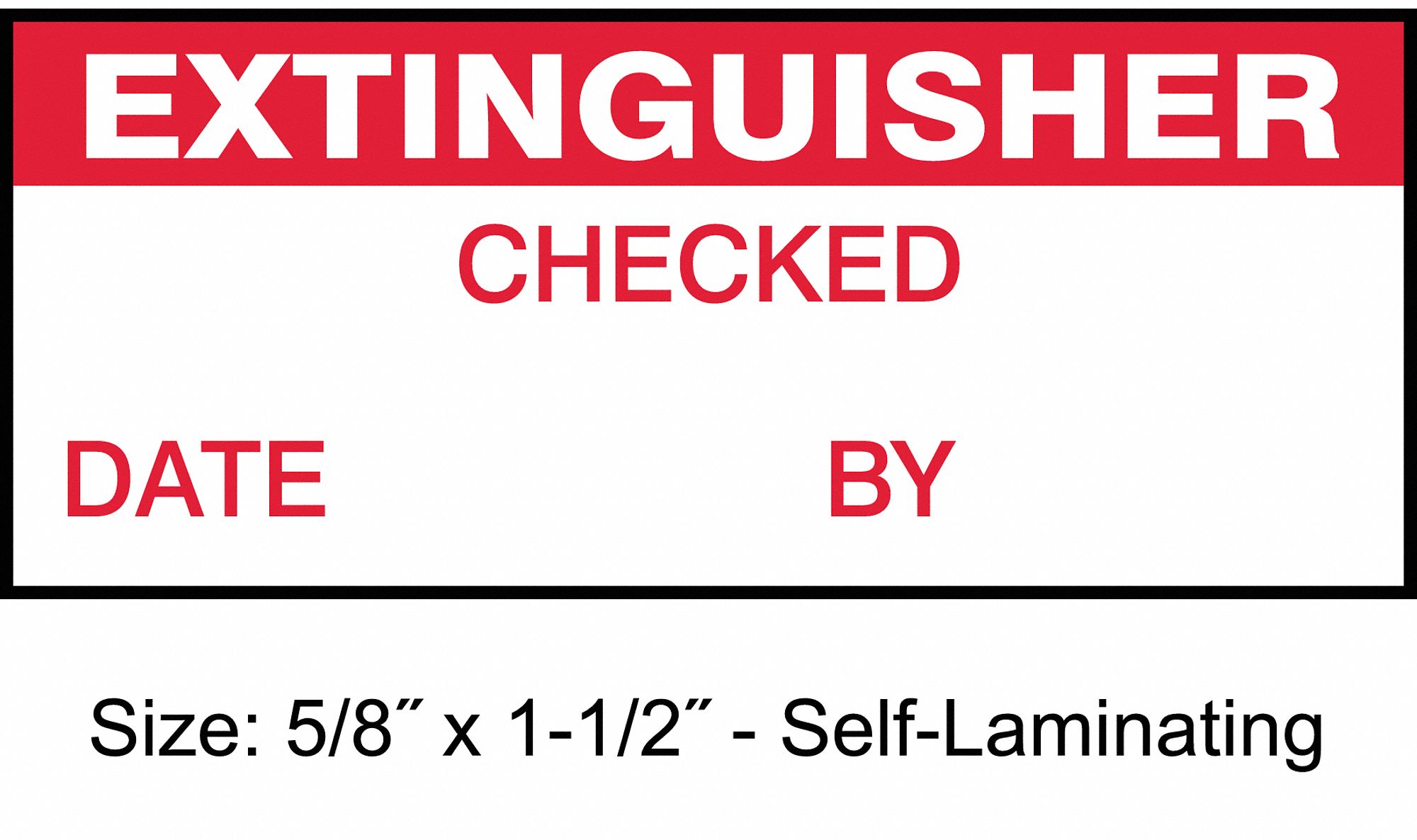 Inspection Label: Extinguisher, 1 1/2 in Wd, 5/8 in Ht, Red/White, Rectangle, Polyester, 350 PK
