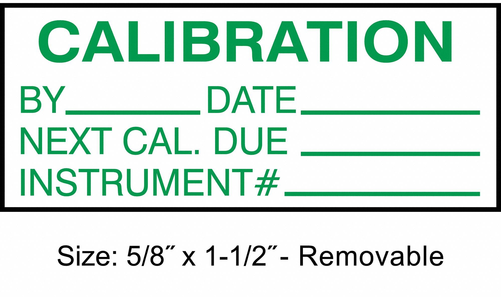 CALIBRATION LABEL,ENG,GREEN/WHITE,PK350