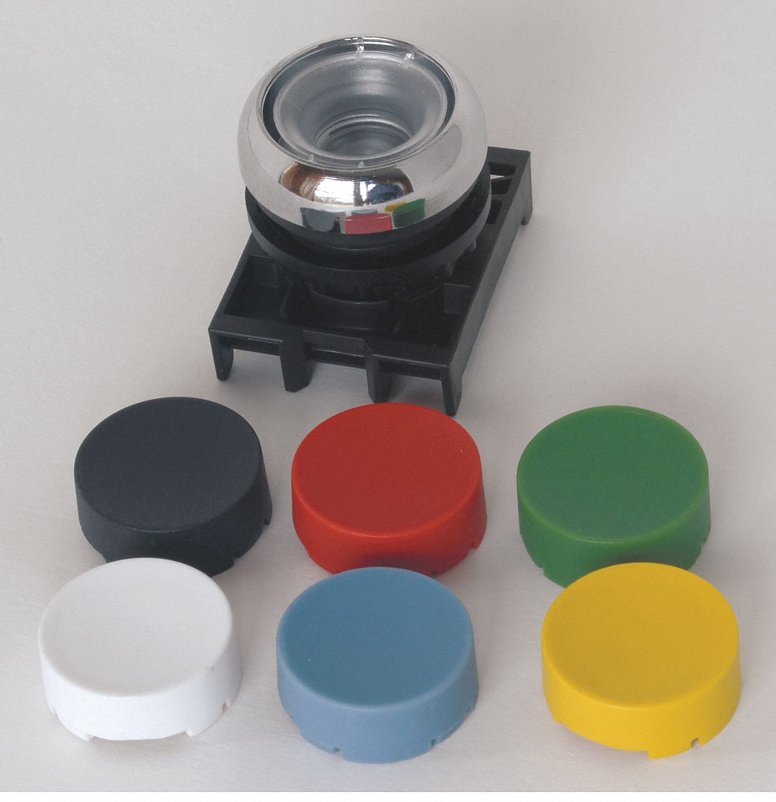 Extended Push Button: Black/Blue/Green/Red/White/Yellow, 22 mm Mounting Size, Metallic