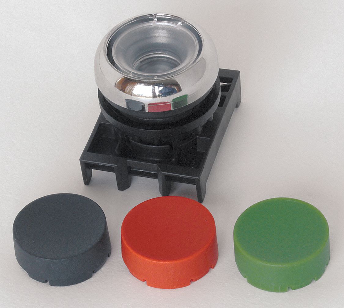 Extended Push Button: Black/Green/Red, 22 mm Mounting Size, Metallic, Maintained
