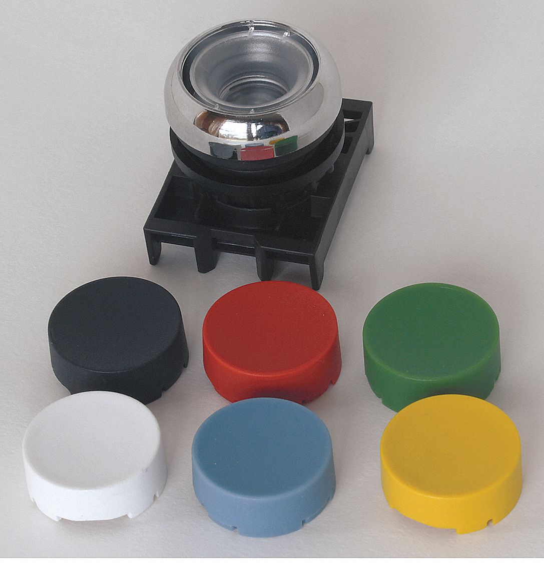 Extended Push Button: Black/Blue/Green/Red/White/Yellow, 22 mm Mounting Size, Metallic