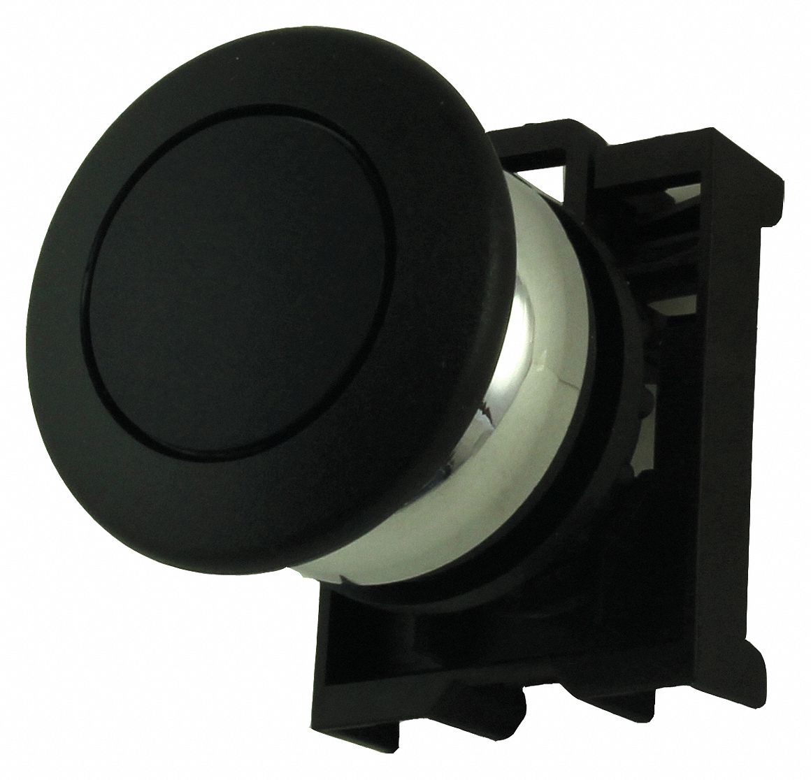 Mushroom Head Push Button: Black, 22 mm Mounting Size, Metallic, Maintained