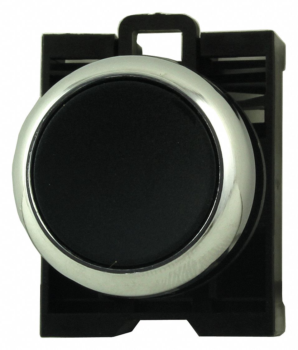 Flush Push Button: Black, 22 mm Mounting Size, Metallic, Maintained