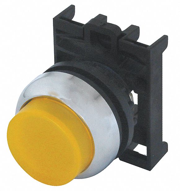 Flush Push Button: Yellow, 22 mm Mounting Size, Non-Metallic, Momentary
