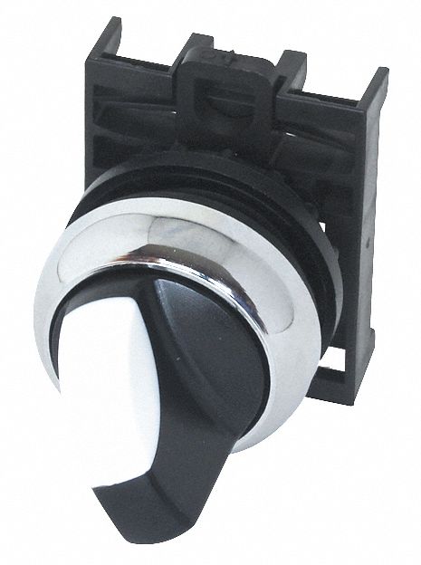 Short-Handled Selector Switch: 22 mm Panel Mount Size, 2 Positions, No Cam Needed Cam
