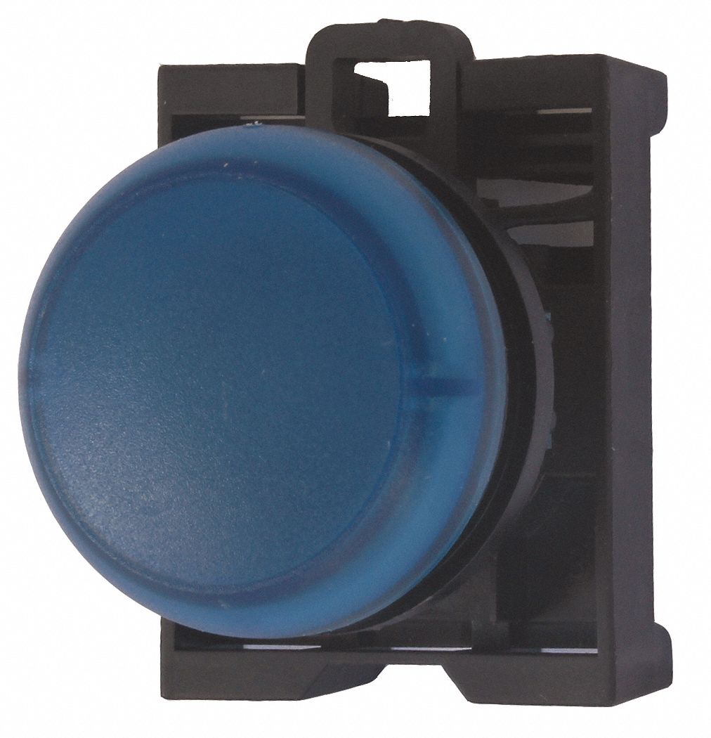 Pilot Light Head: 22 mm Panel Mounting Hole Dia, Blue, Smooth, LED, M22 Series