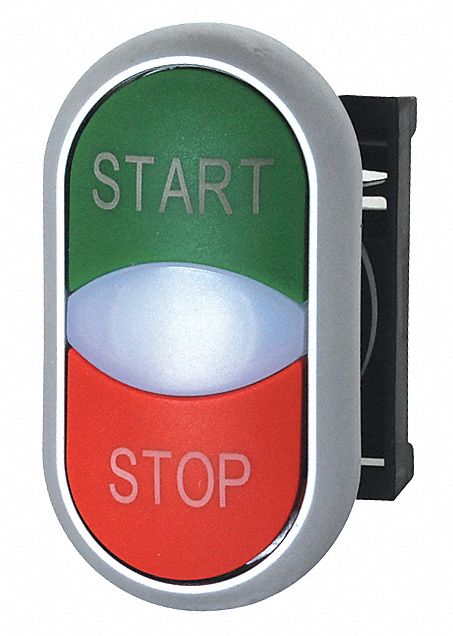 2-Head Oval Non-Illuminated Multihead Operator, Start/Stop, White/Green, White/Red