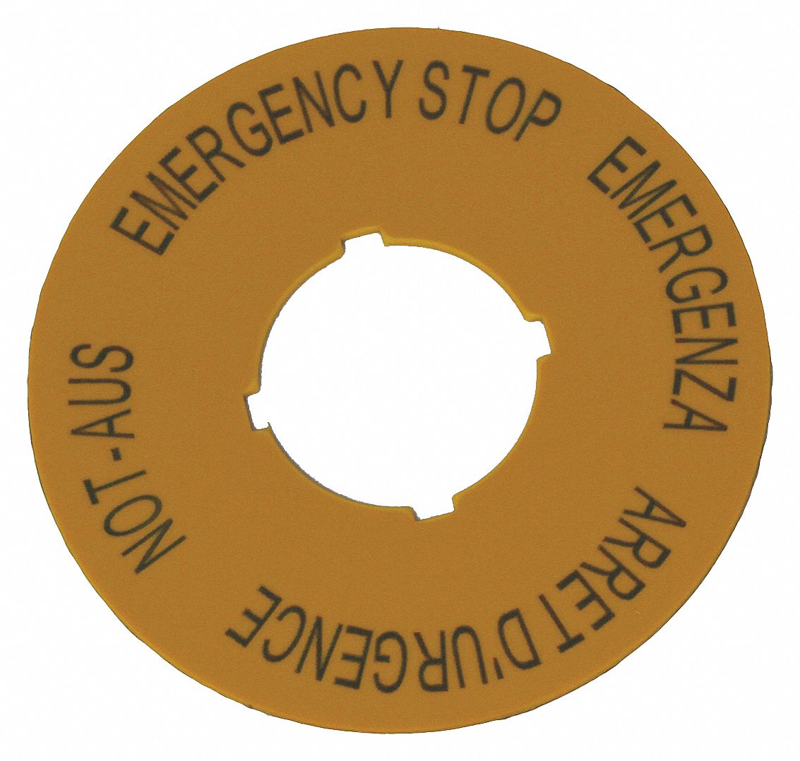 LegendPlate EmergencyStop Blk/Ylw Round