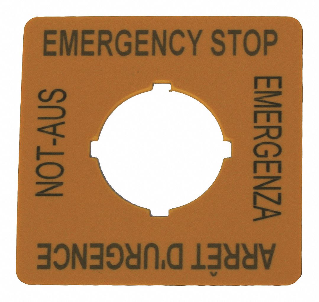 LegendPlate EmergencyStop Blk/Ylw Square