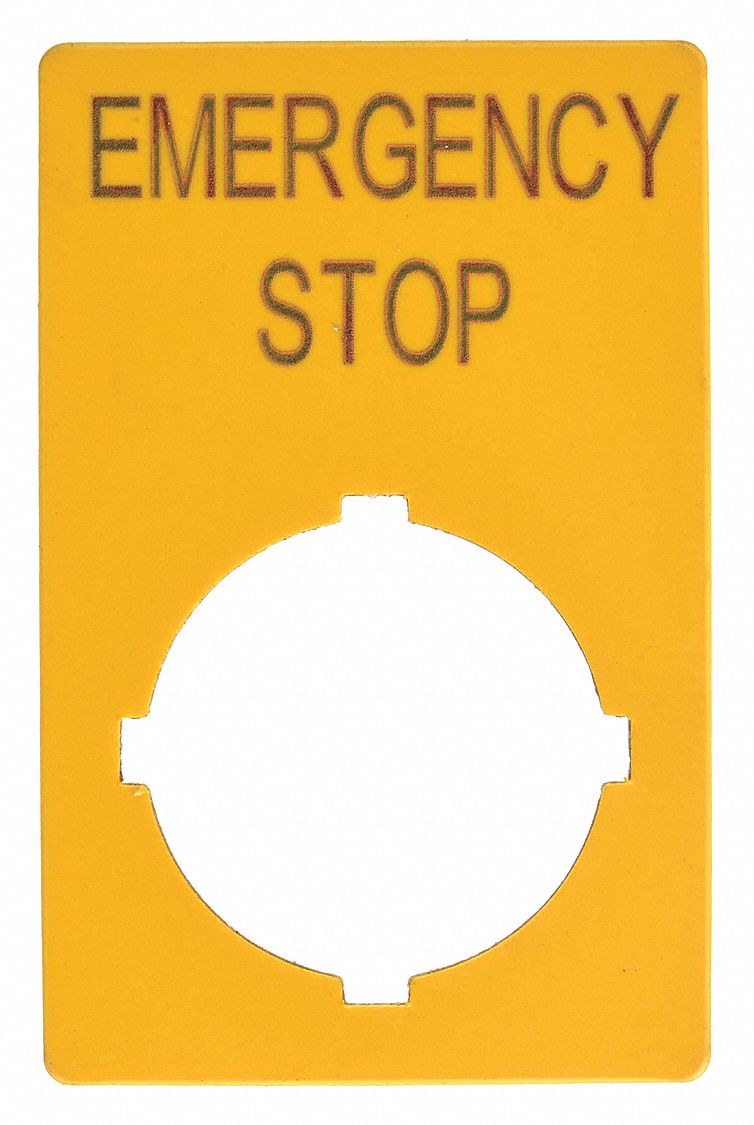 Legend Plate: 22 mm Panel Mounting Size, Rectangular, 2 in Overall Ht x 1 5/16 in Overall Wd