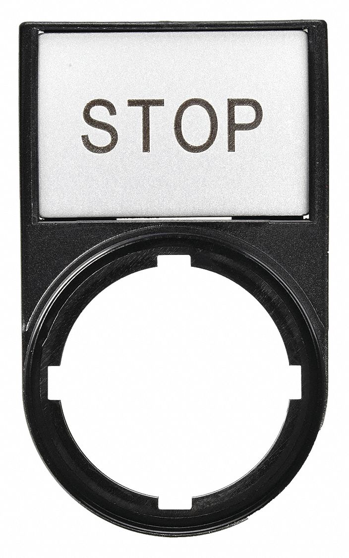 Legend Plate: 22 mm Panel Mounting Size, Half-Round, 1 5/16 in Overall Wd, For Series M22