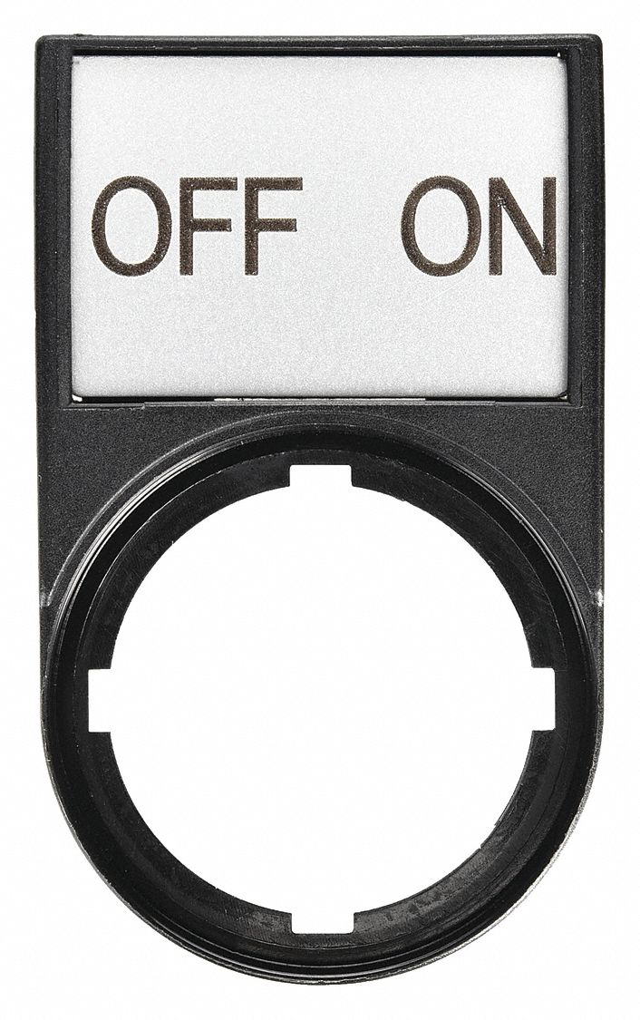 Legend Plate: 22 mm Panel Mounting Size, Rectangular, 1 7/16 in Overall Ht x 1 5/16 in Overall Wd