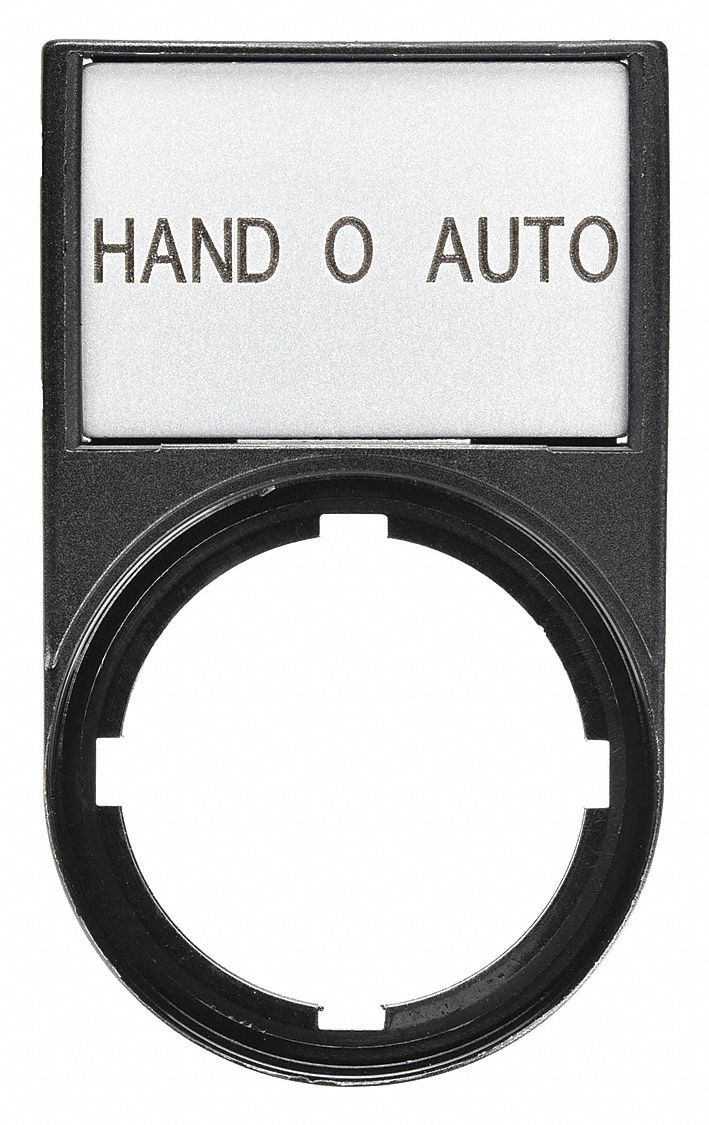 Legend Plate: 22 mm Panel Mounting Size, Rectangular, 1 7/16 in Overall Ht x 2 in Overall Wd