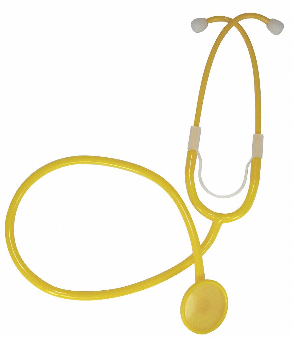 HCS Stethoscope, Single Head, 28 in Length, Adult, Yellow, Disposable