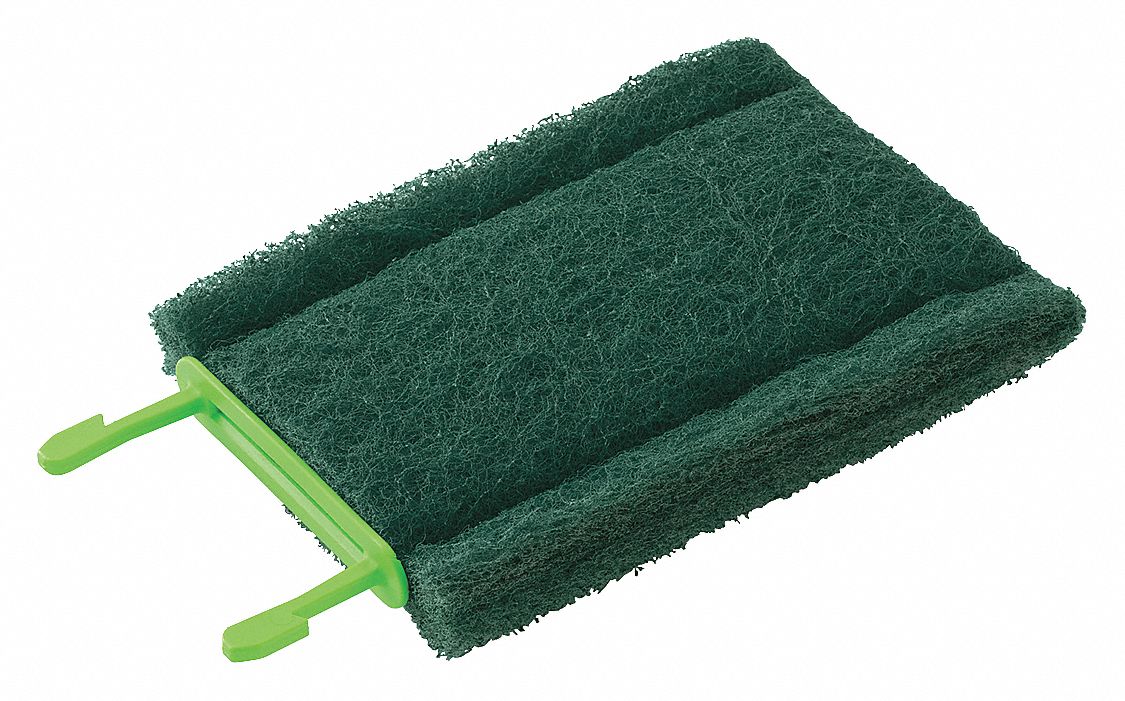 Cleaning Pad: Plastic, 5 1/2 in Lg, 3 in Wd, 5/8 in Ht, Green, 6 PK