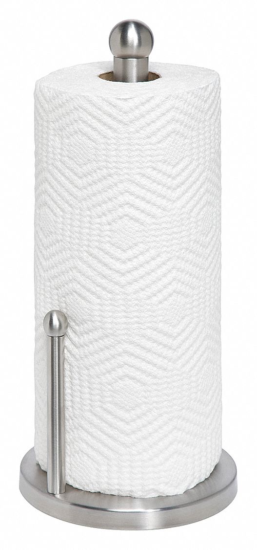 Paper Towel Dispenser: Perforated Roll, 6 1/8 in Paper Towel Wd, 6 1/8 in, Silver