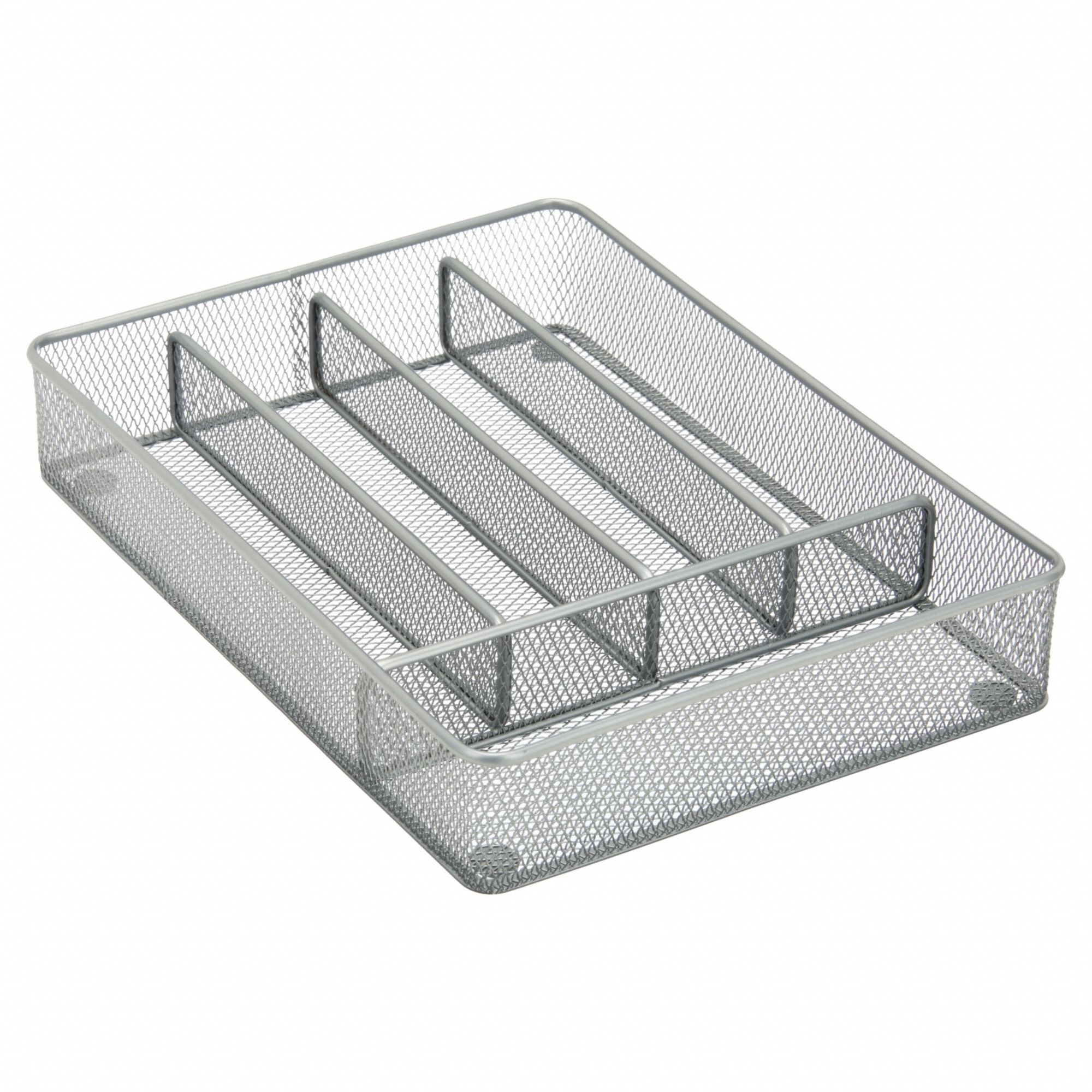 Cutlery Tray: 5 Compartments, 12 in Overall Lg, 9 in Overall Wd, 2 in Overall Ht, Steel