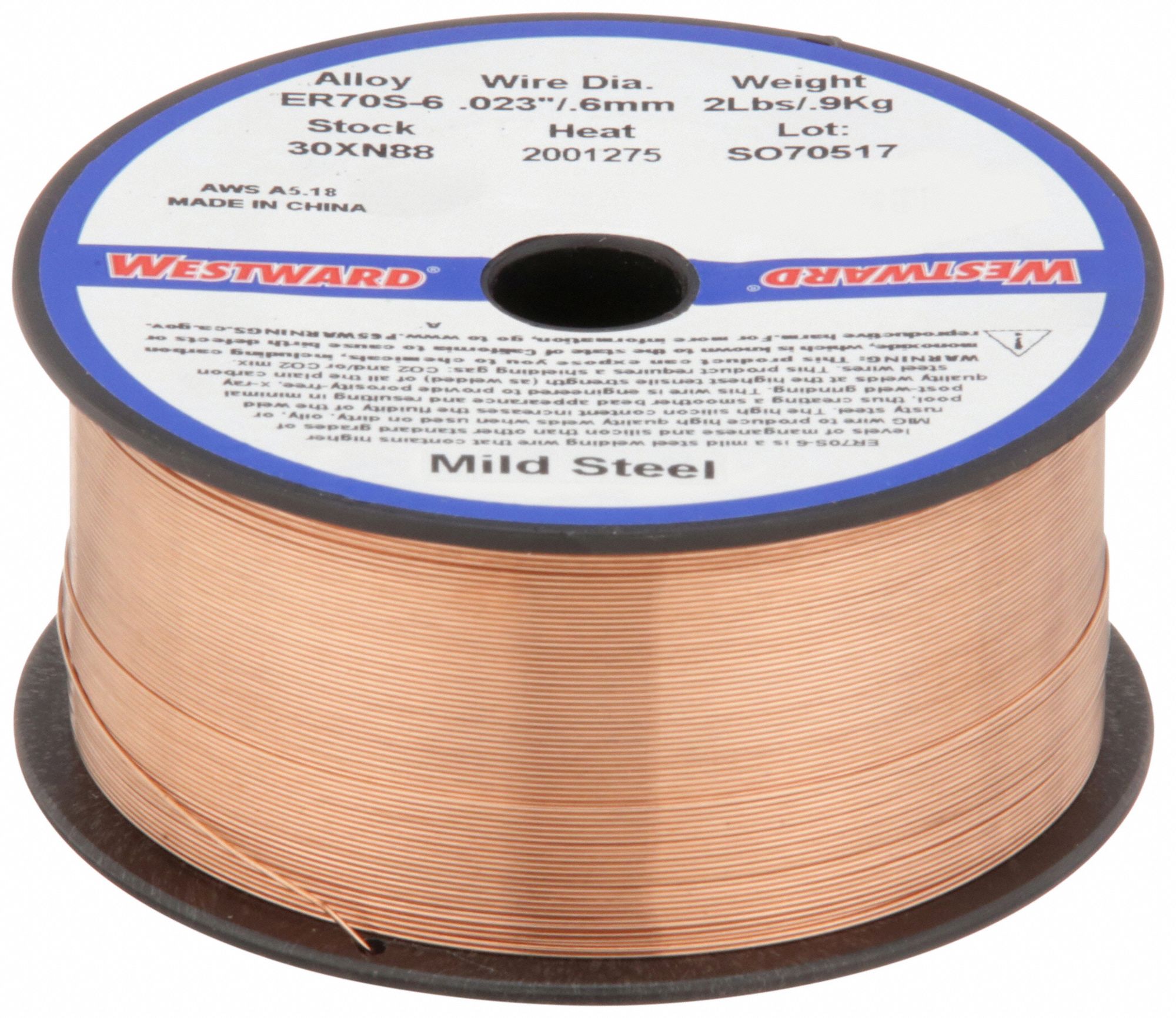 MIG Welding Wire: Carbon Steel, ER70S-6, 0.023 in, 2 lb, Plastic Spool