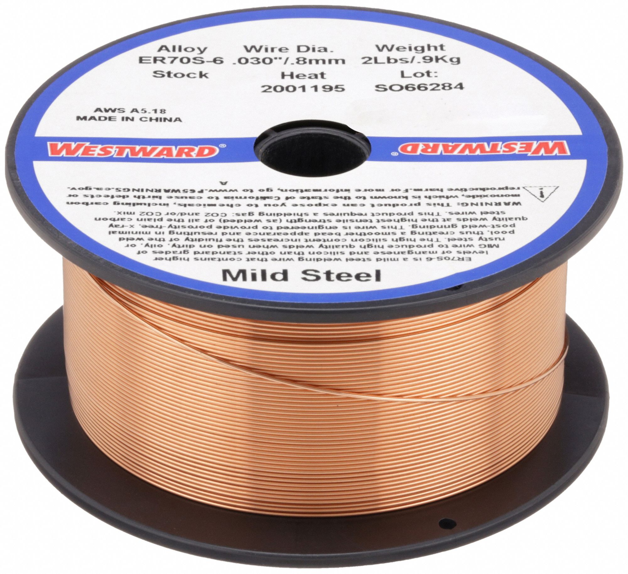 MIG Welding Wire: Carbon Steel, ER70S-6, 0.03 in, 2 lb, Plastic Spool