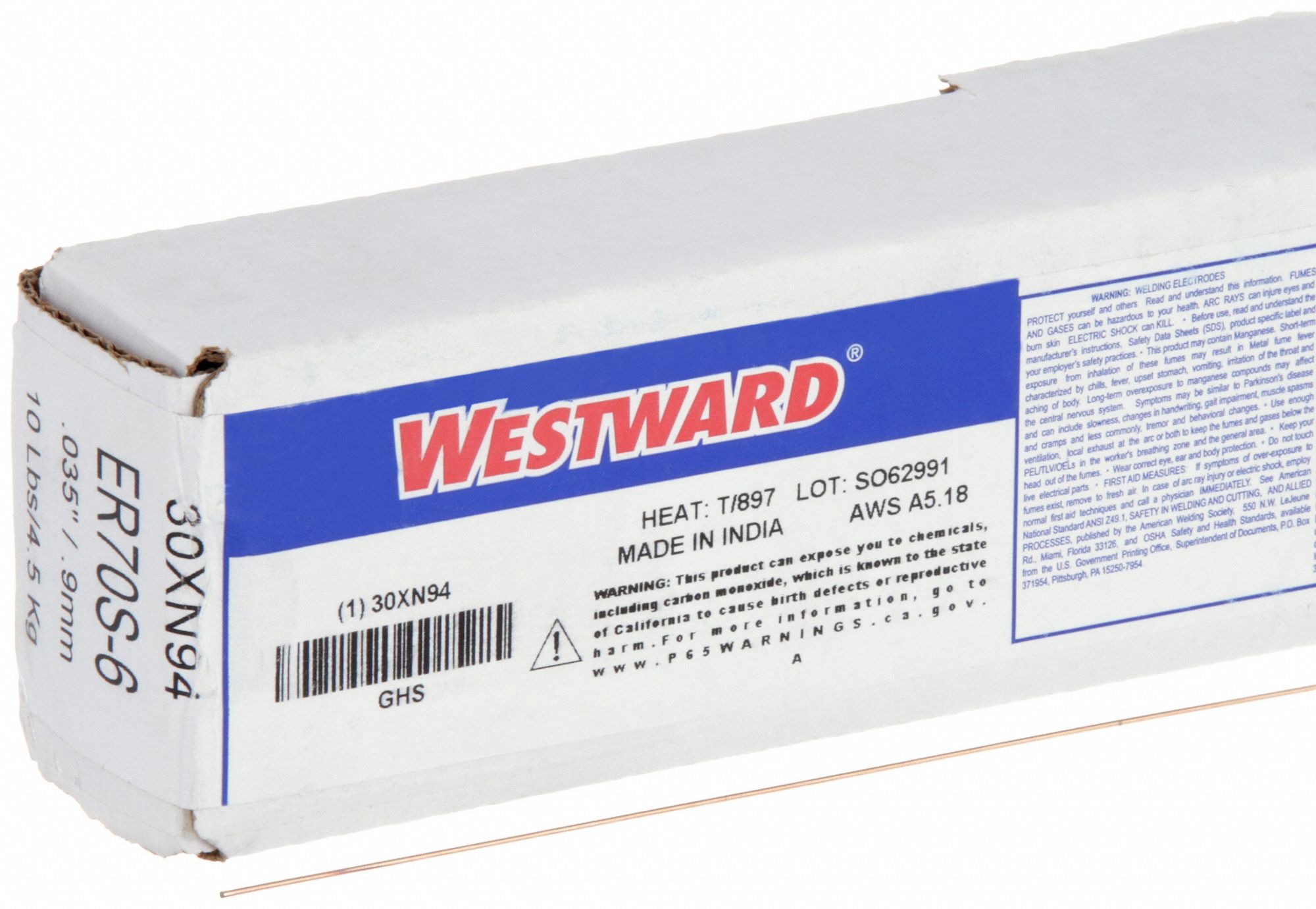 TIG Welding Rod: Carbon Steel, ER70S-6, 0.035" x 36", 10 lb