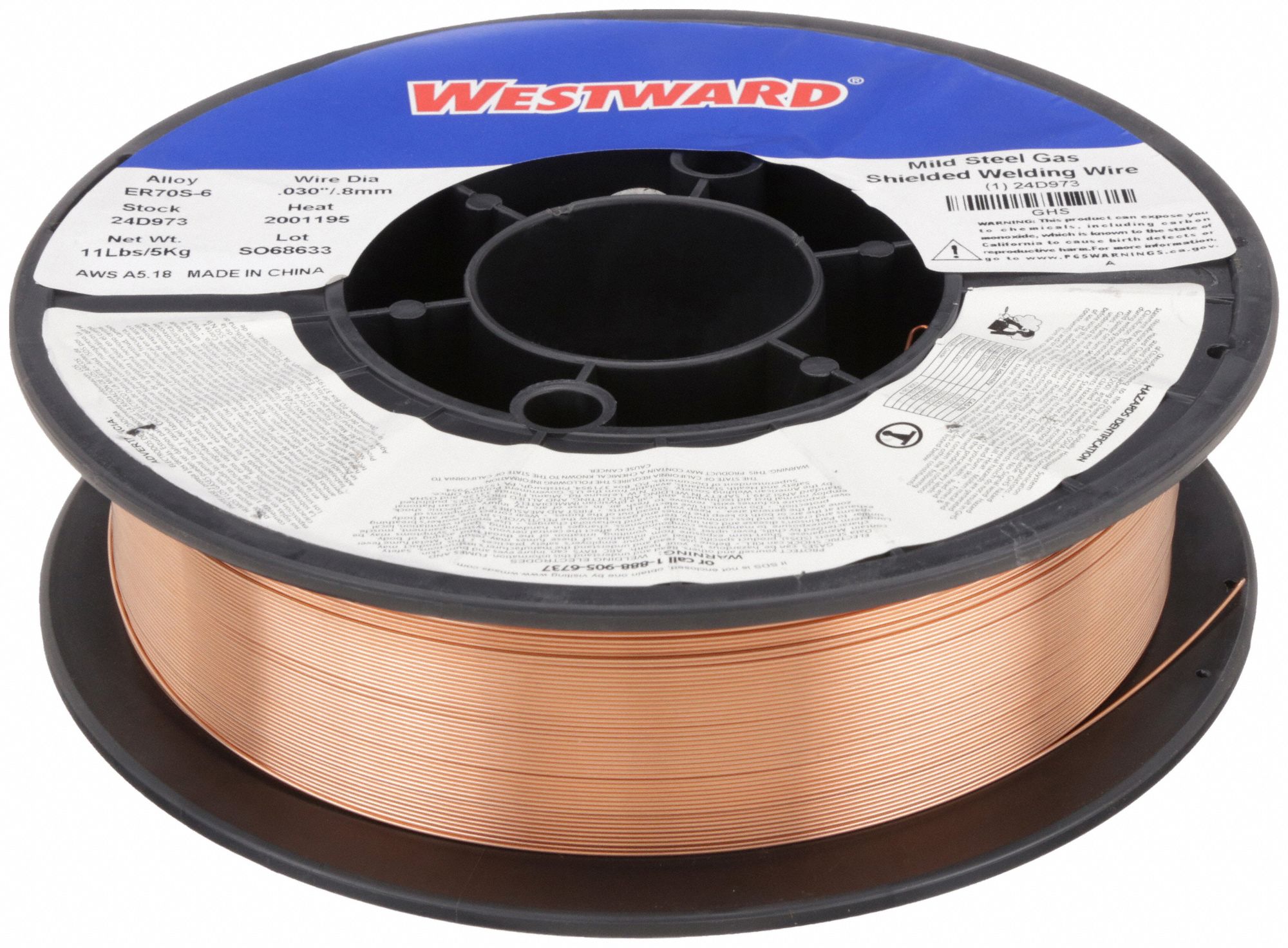 MIG Welding Wire: Carbon Steel, ER70S-6, 0.045 in, 11 lb, Plastic Spool