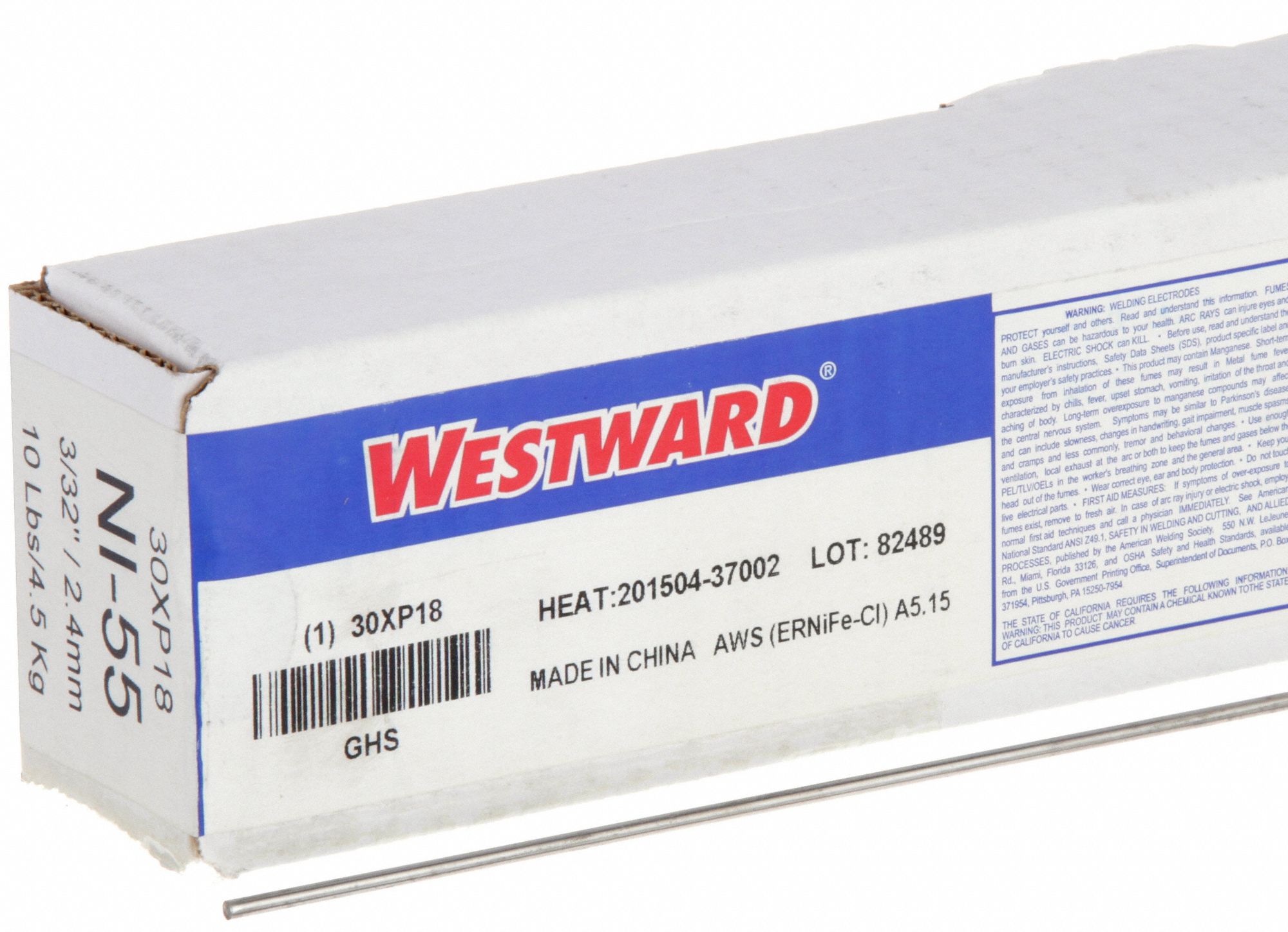 TIG Welding Rod: Cast Iron, Not Classified, 3/32 in x 36 in, 10 lb