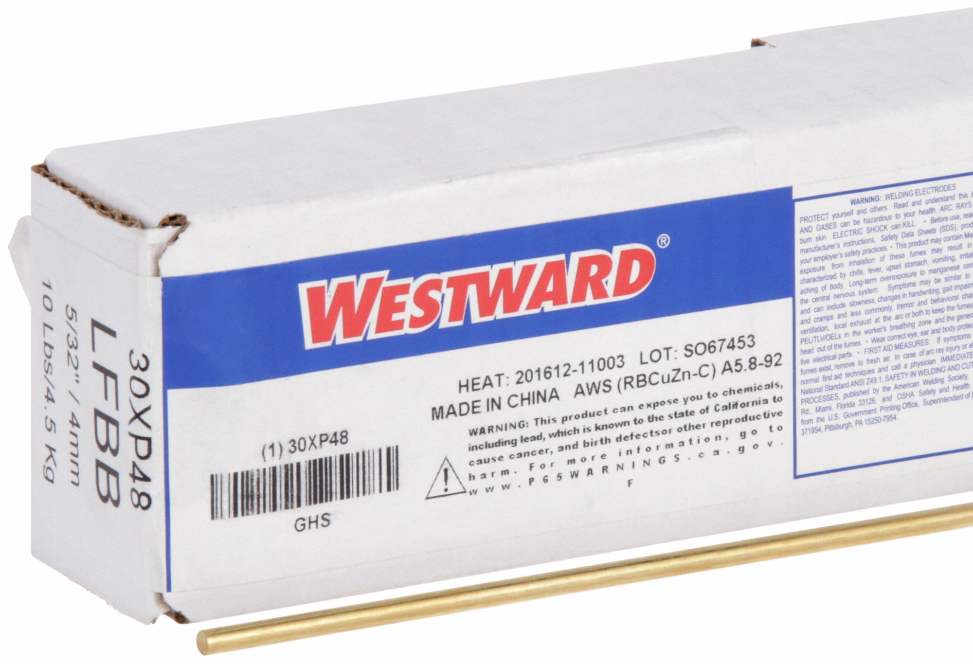 Brazing Alloy: Low-Fuming Bronze, 0%, RBCuZn-C, 5/32 in x 36 in, Bare