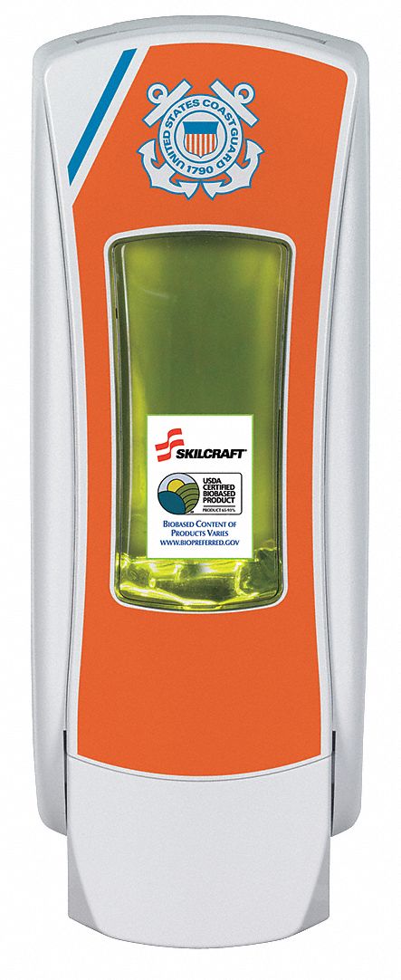 SOAP DISPENSER, MANUAL, 1,250 ML REFILL SIZE, FOAM/LIQUID, WHITE, PLASTIC, ADX-12