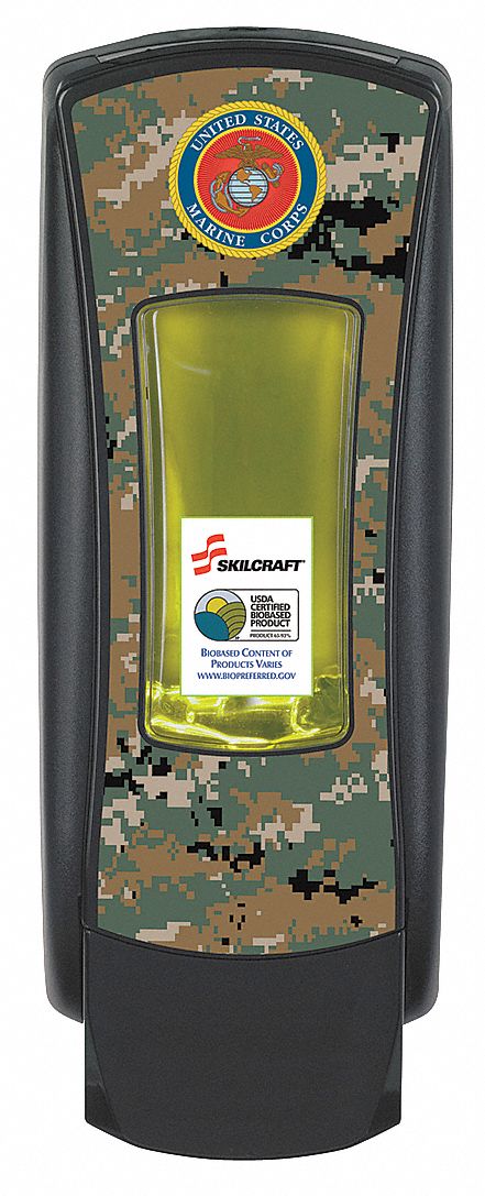 SOAP DISPENSER, MANUAL, 1,250 ML REFILL SIZE, FOAM/LIQUID, BLACK, PLASTIC, ADX-12