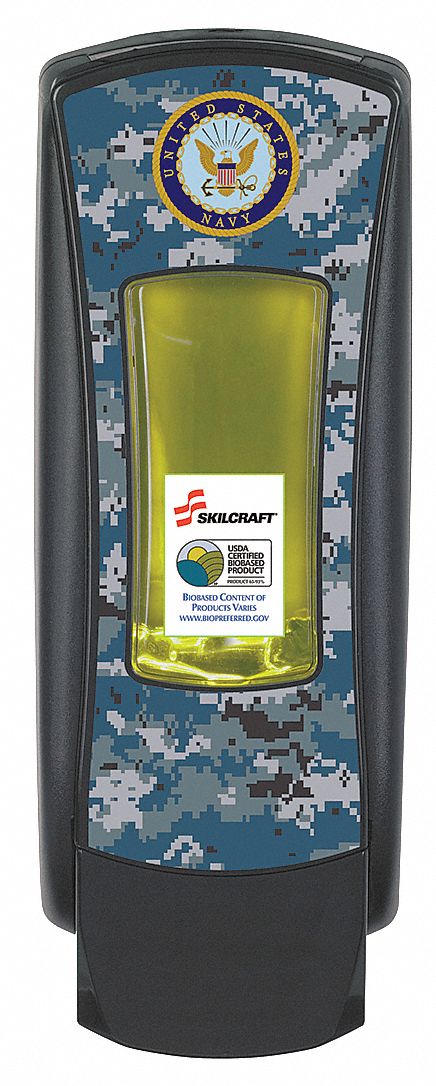 SOAP DISPENSER, MANUAL, 1,250 ML REFILL SIZE, FOAM/LIQUID, BLACK, PLASTIC, ADX-12