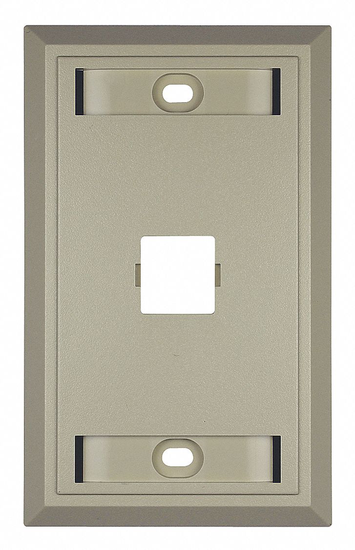 Wall Plate: 1 Ports, 1 Gangs, 4.81 in Lg, 2.81 in Wd, 0.29 in Dp, Ivory