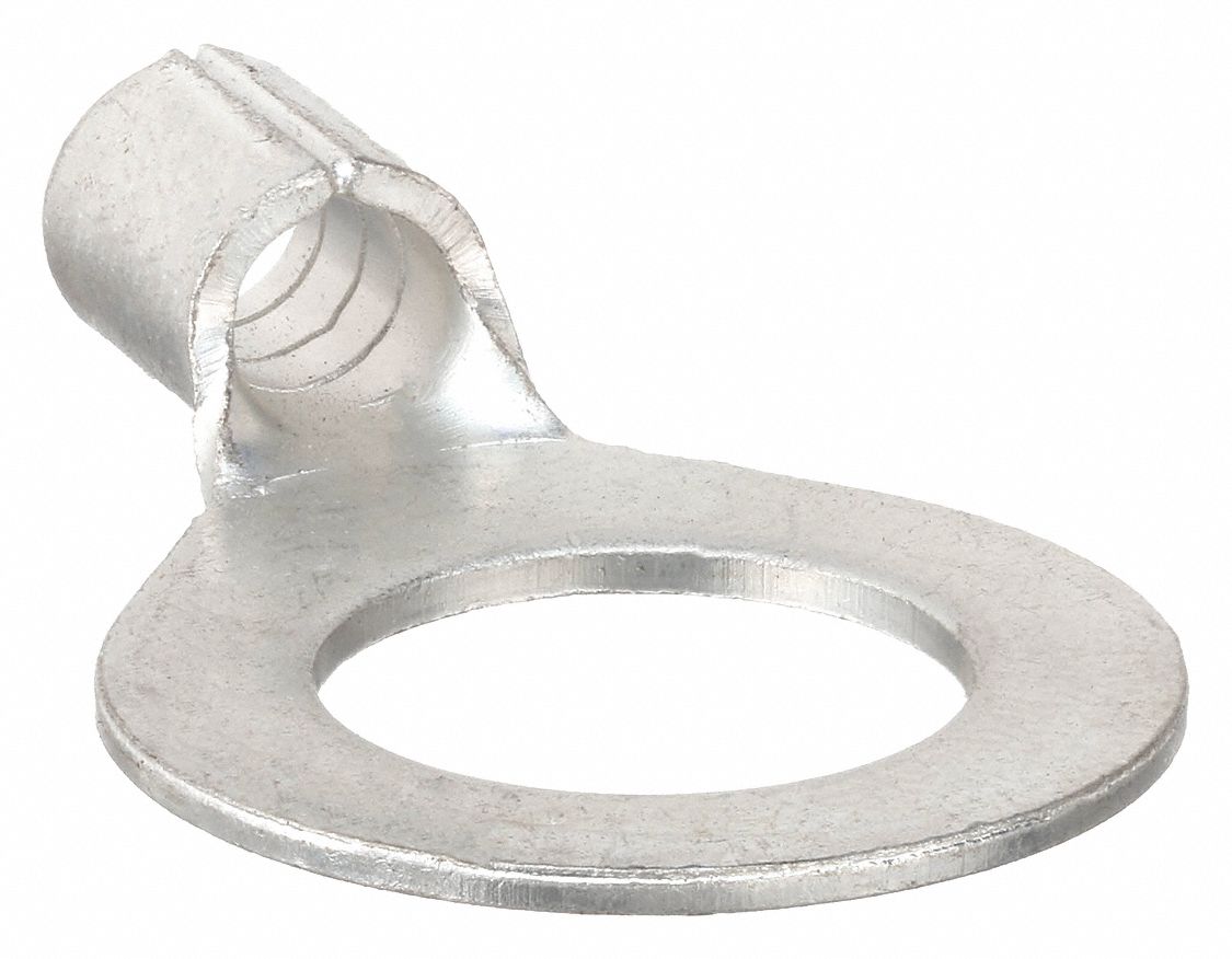 RING TERMINAL, BARE, ⅜ IN STUD SIZE, 8 AWG TO 8 AWG WIRE SIZE RANGE, 10 PK