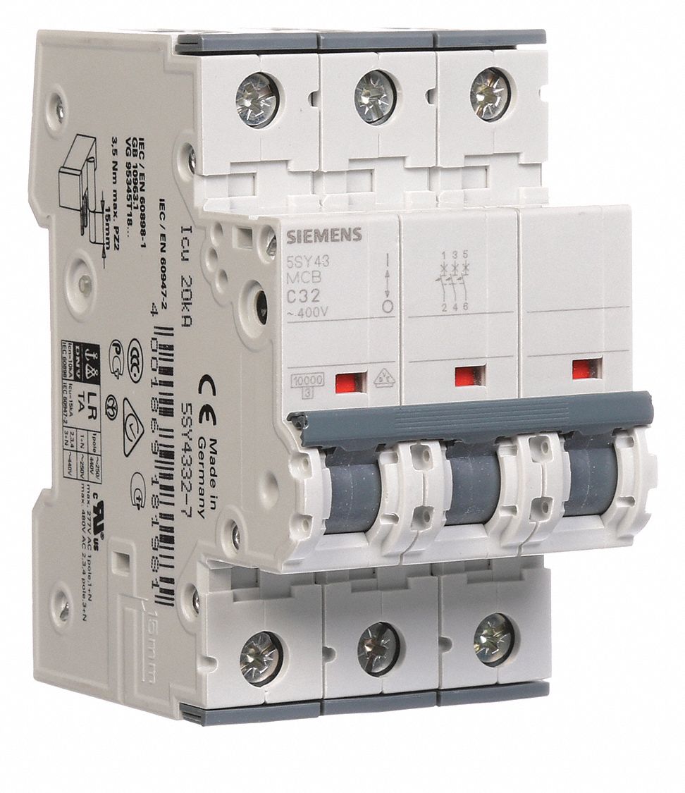 IEC Supplementary Protector: 32 A Amps, 72V DC, 10kA at 400V AC, Screw Clamp, 5SY4, 400V AC