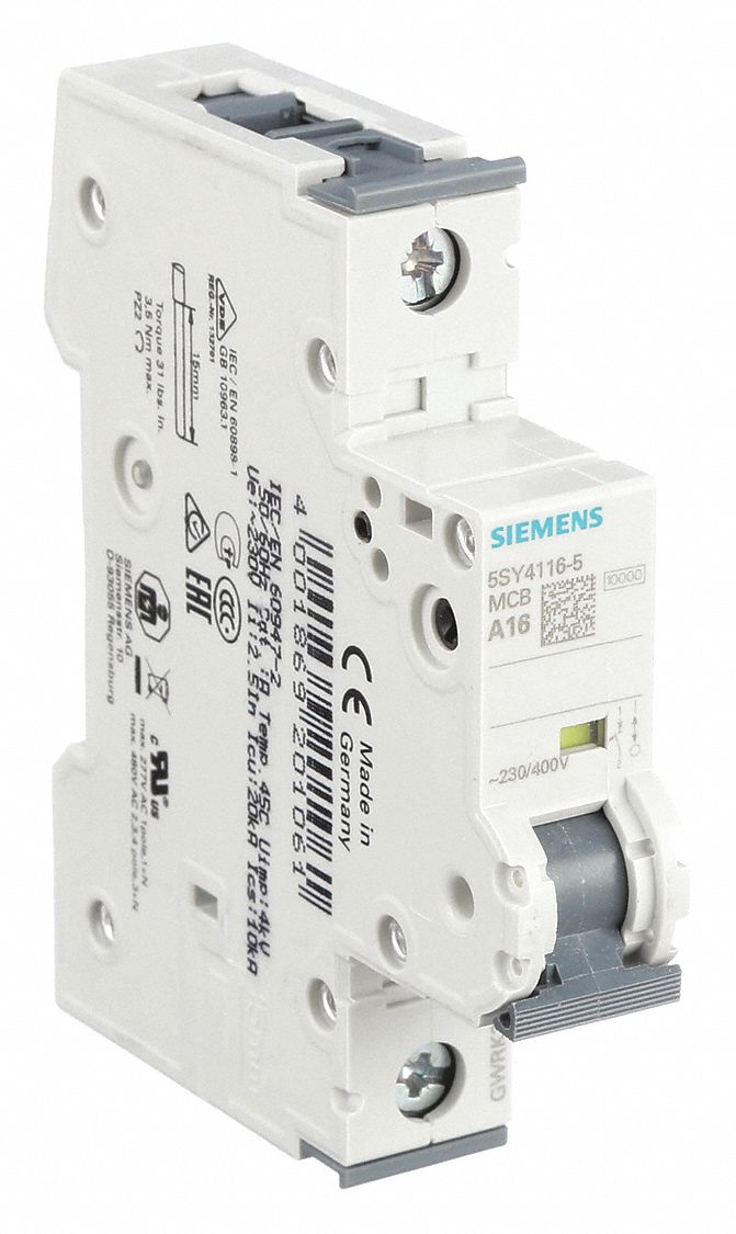 IEC Supplementary Protector: 16 A Amps, 72V DC, 10kA at 230/400V AC, Screw Clamp, A