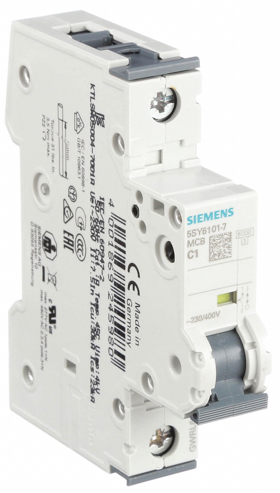 SIEMENS, 1 A Amps, 5kA at 230/400V AC, IEC Supplementary Protector ...