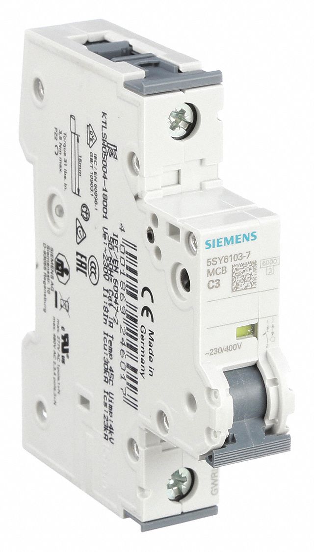 IEC Supplementary Protector: 3 A Amps, 5kA at 230/400V AC, Screw Clamp