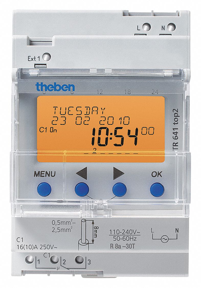Electronic Timer: 1 Channels, 12/24V AC, SPDT, 10 A Amps, 365 day Max. Time Setting, 1