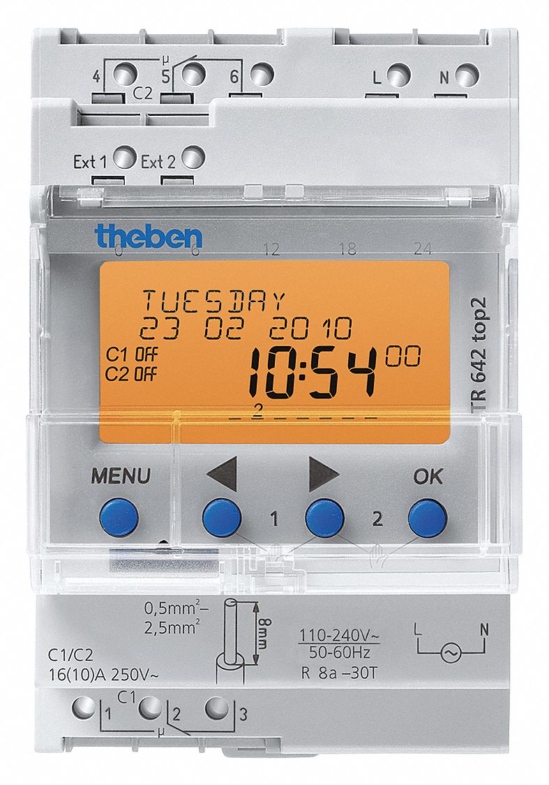 Sada Manie viool THEBEN, 2 Channels, 12/24V AC, Electronic Timer - 30YH31|TR-642-TOP-2-RC-12/24V  - Grainger