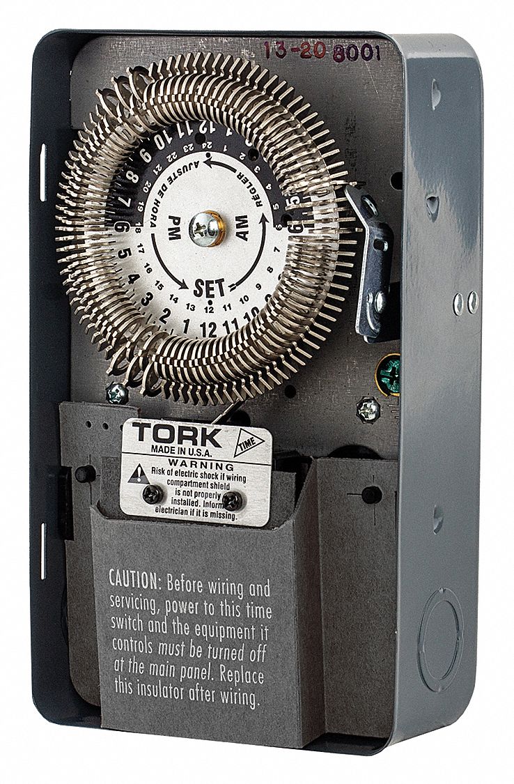 TORK Electromechanical Timer, 120VAC Voltage, 20 Amps, Steel, 23 hr. 45