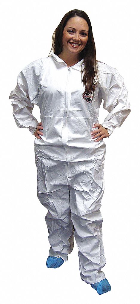 COVERALLS, ELASTIC WRIST, OPEN ANKLE, ZIPPER, SERGED SEAMS, WHITE, SZ XX-LARGE, POLYPROPYLENE, 25 GR