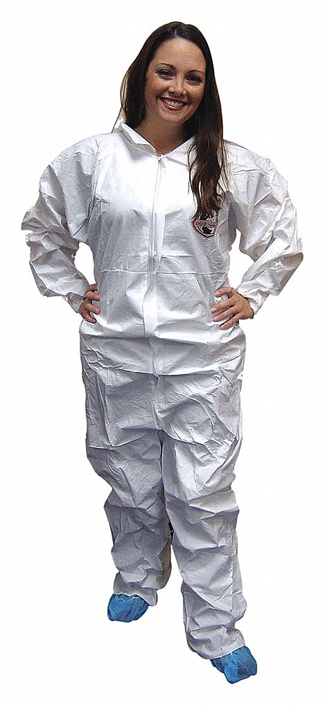 COVERALLS, ELASTIC WRIST, OPEN ANKLE, ZIPPER, SERGED SEAMS, WHITE, SZ X-LARGE, POLYPROPYLENE, 25 GR