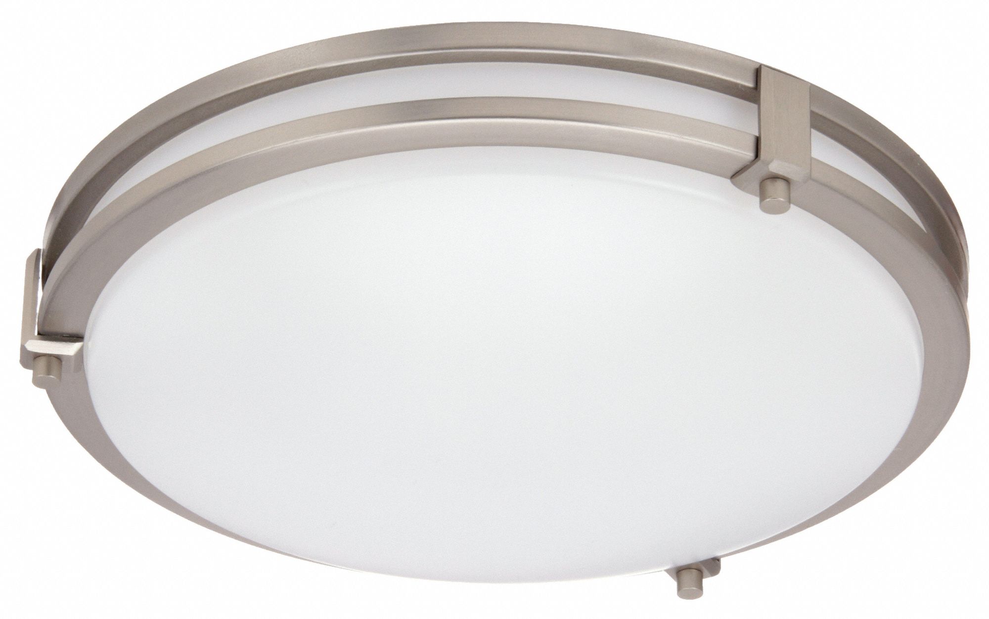 LED Flush Mount: 12 5/8 in Dia, Brushed Nickel, 3 1/8 in Ht, 1, 100 lm, 4000K, 16 W, 120V AC, Saturn