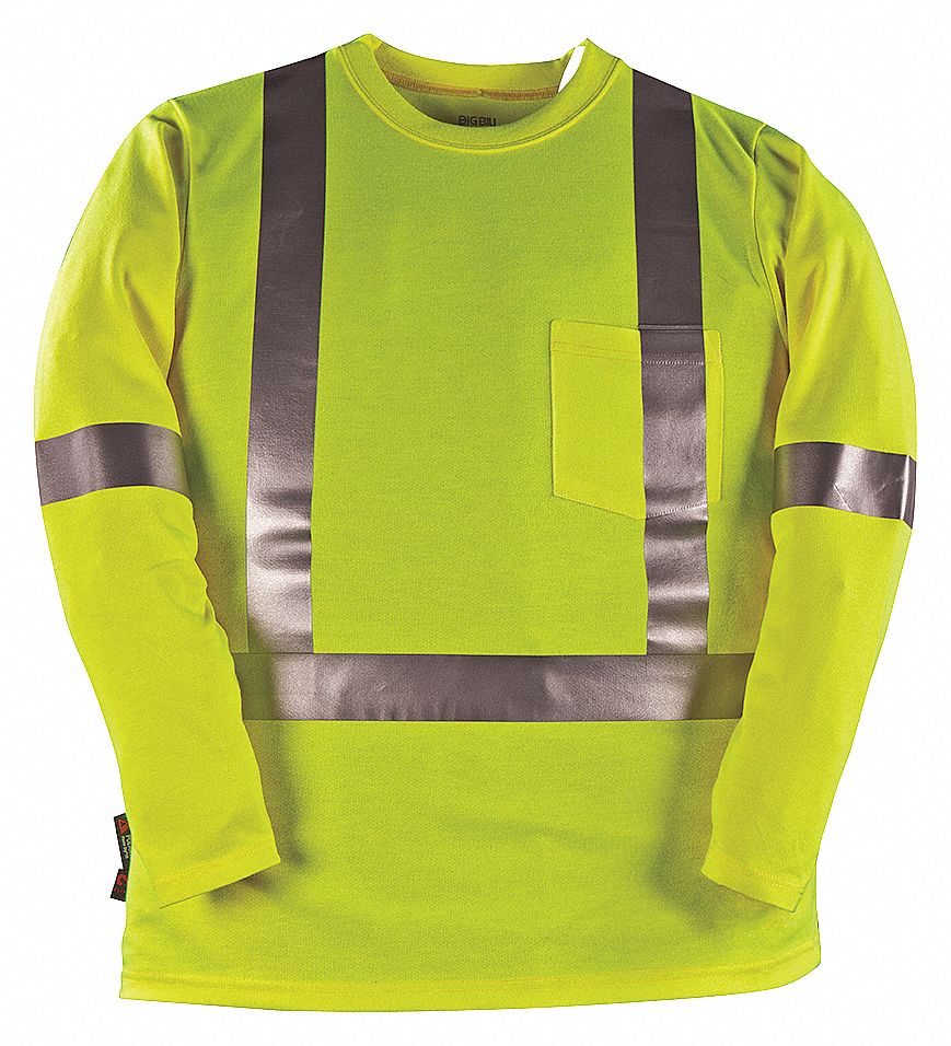 Men's 2X-Large Yellow High Visibility Polyester Long-Sleeve Safety Shirt