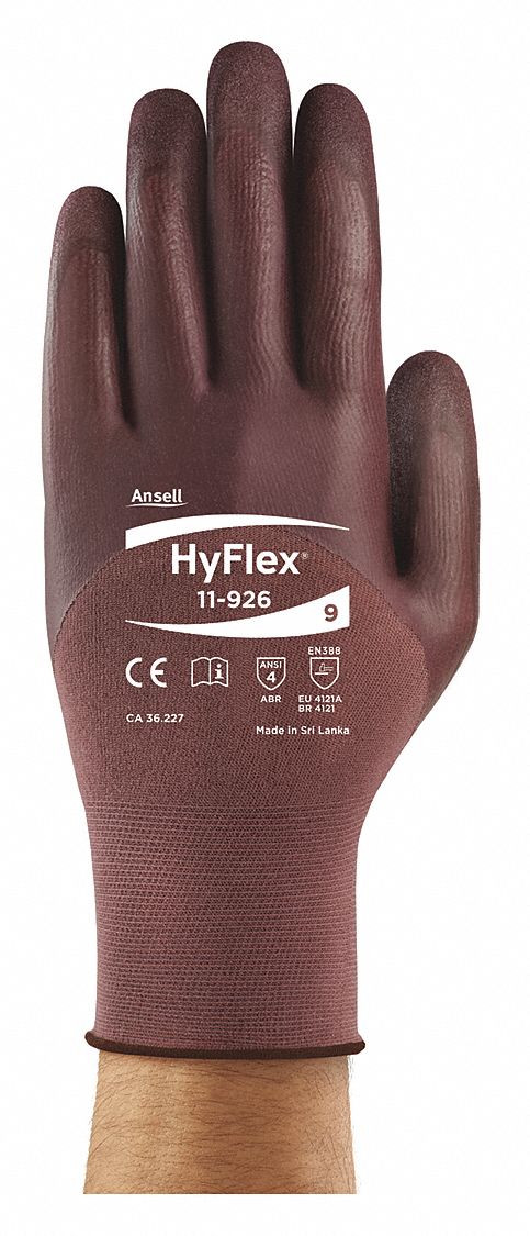 Coated Gloves: 2XL ( 11 ), Rough, Nitrile, 3/4, Dipped, ANSI Abrasion Level 3, Purple, 1 PR