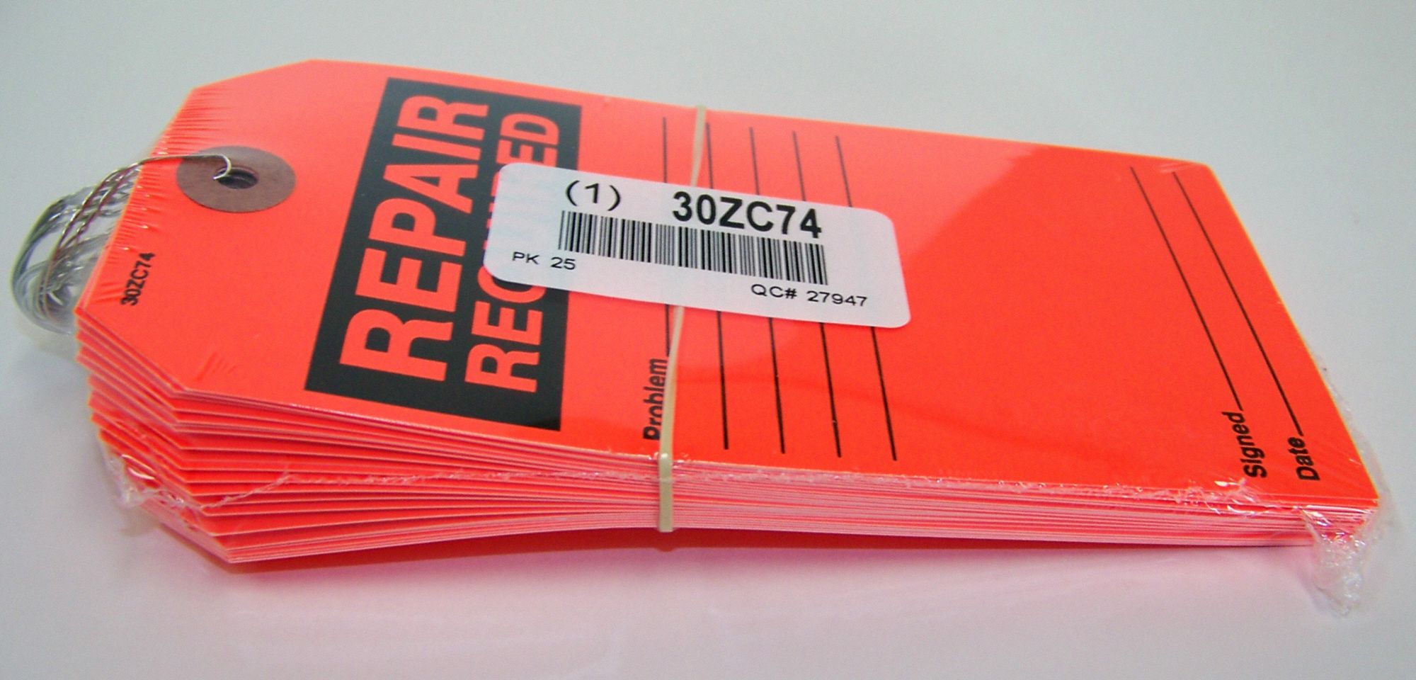 Blck/Red Repair Required Tag Paper PK25 