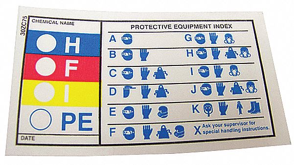 HMIG Label: 2 in Ht, 3 1/2 in Wd, 0.04 in Thick, Polypropylene, 25 PK