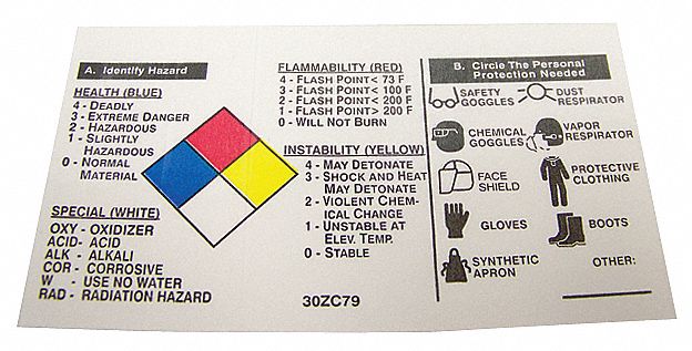 NFPA Label: Non-Reflective, 3 1/2 in Wd, 2 in Ht, Polypropylene, 25 PK